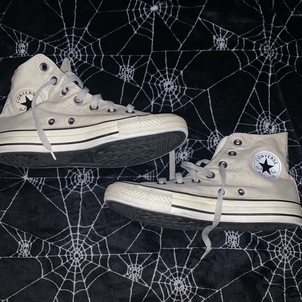White Converse with Black detailing